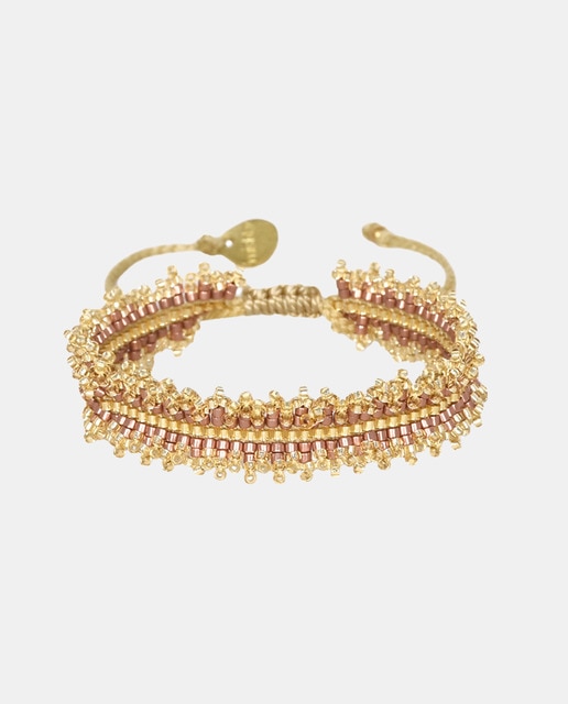 Imagen 0 de Pulsera Fringe Miyuki rosa dorada