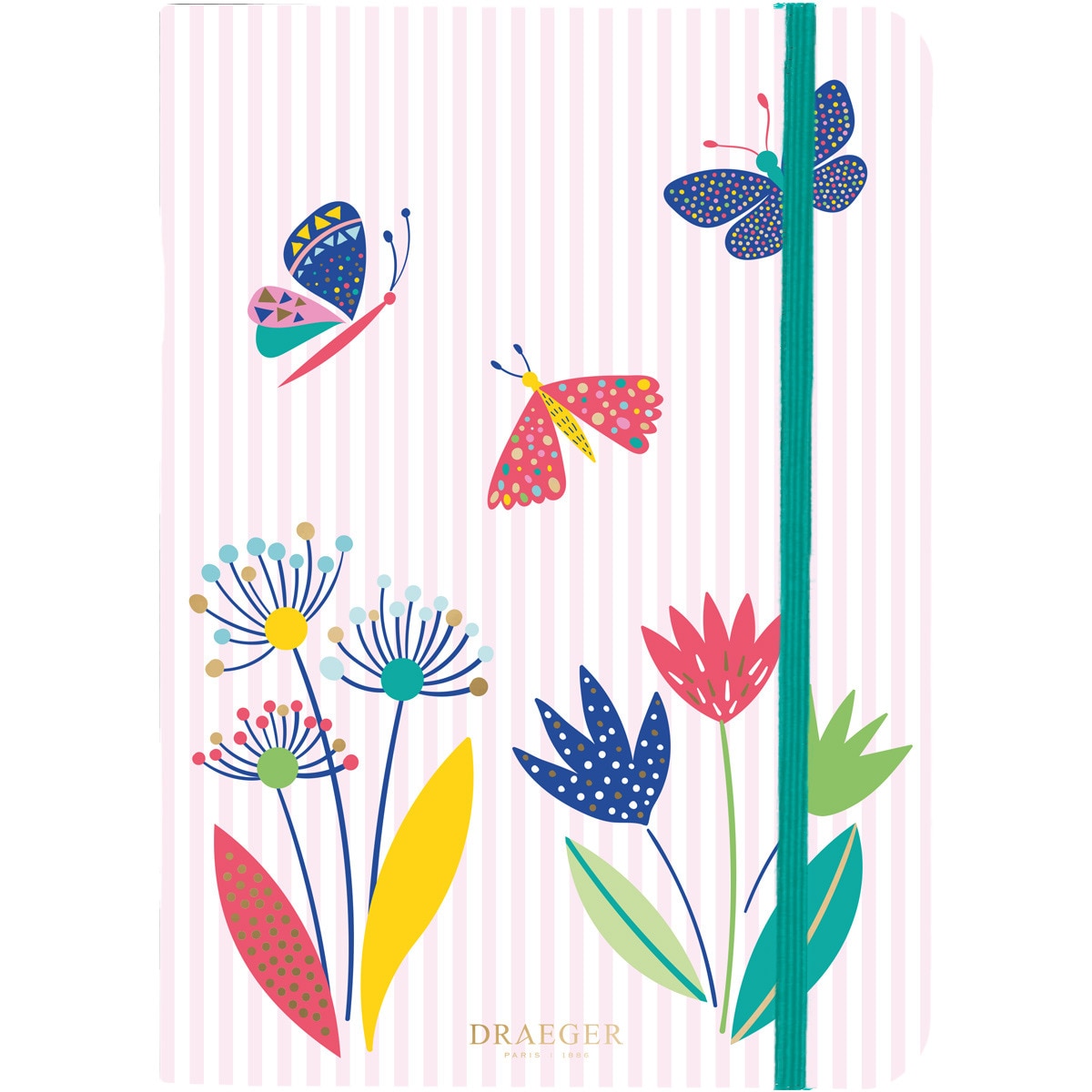 Imagen 0 de Libreta A5 imagen flores y mariposas Draeger blanco y rosa