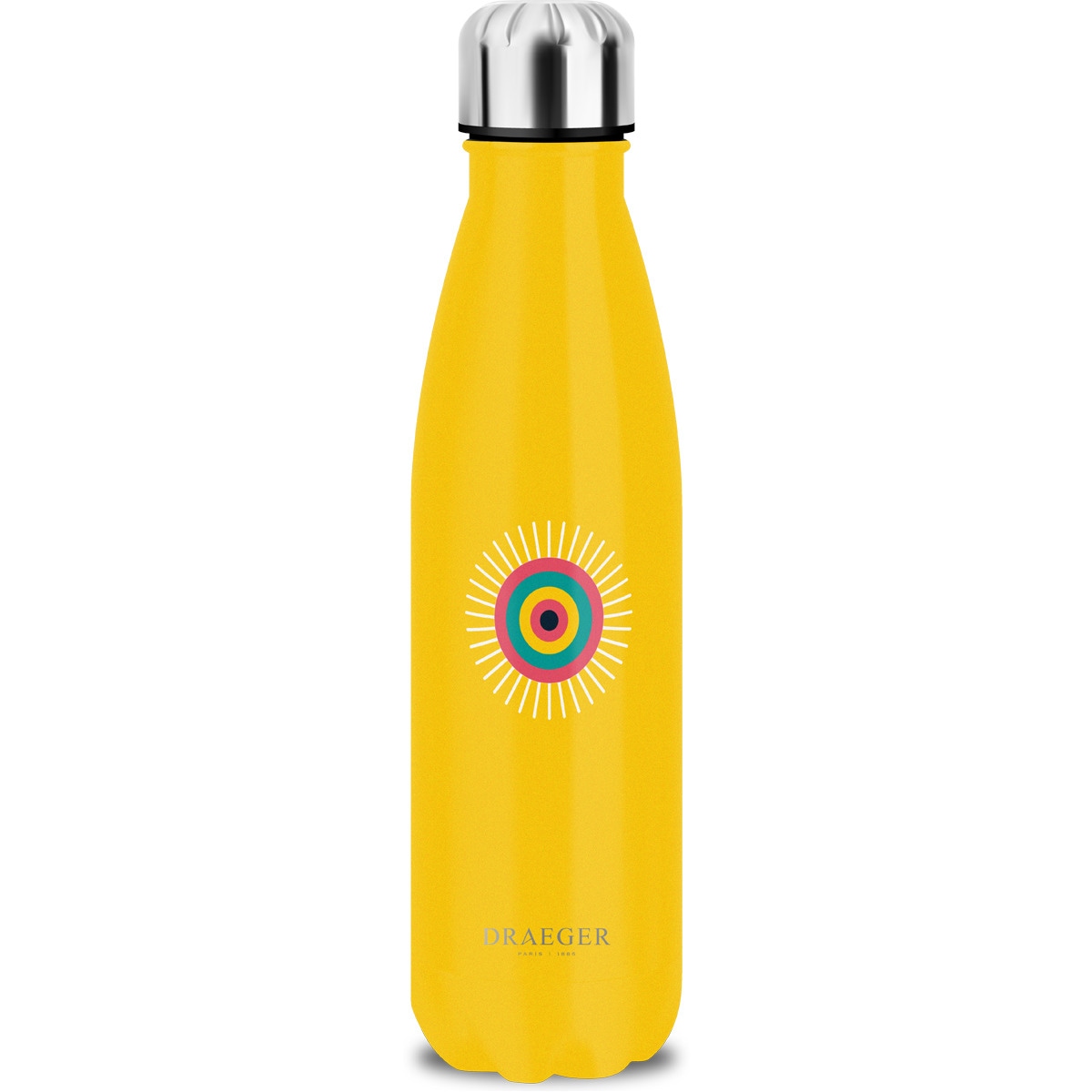 Imagen 0 de Botella de acero inoxidable con ilustración sol Draeger amarilla