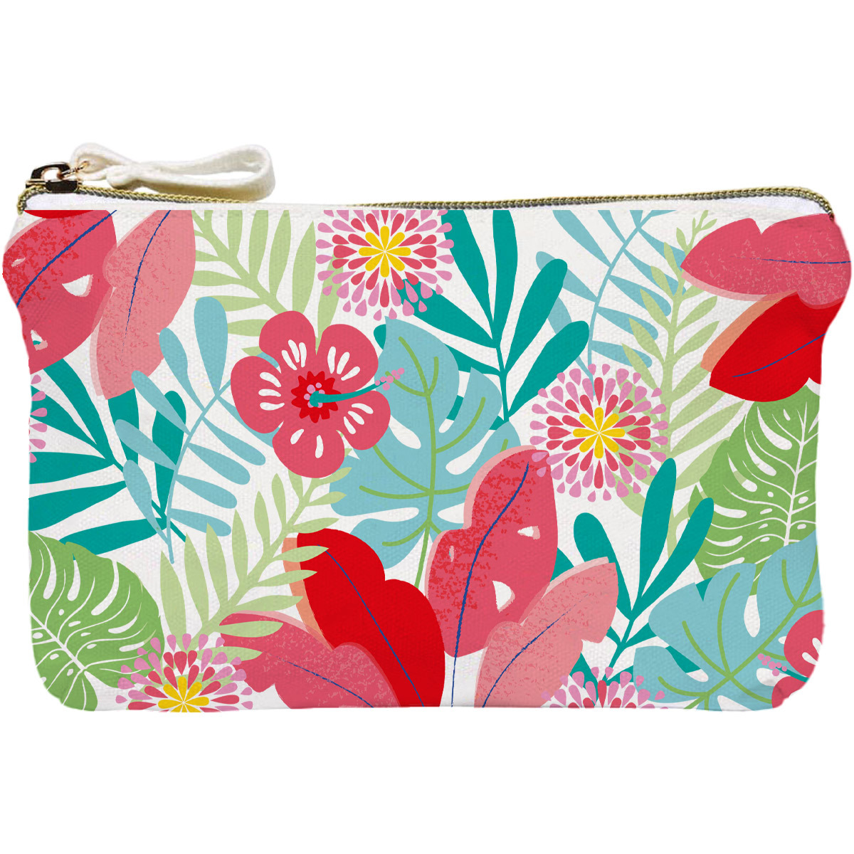 Imagen 0 de Portatodo algodón imagen flores jungla Draeger tonos verdes y rosados