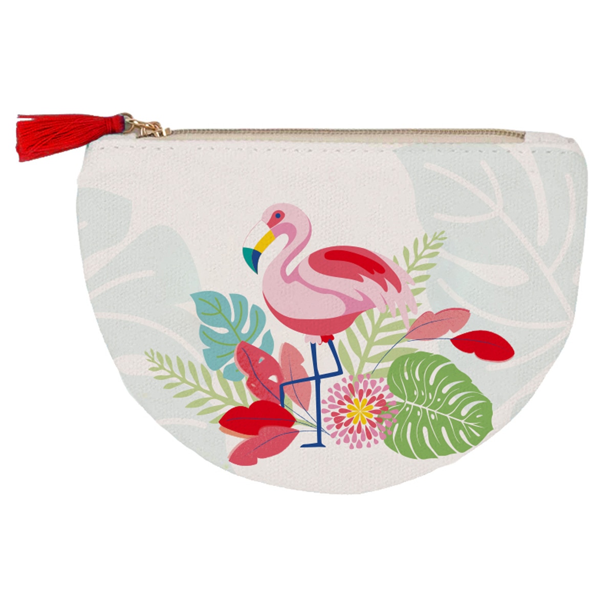 Imagen 0 de Porta monedas algodón imagen flamenco Draeger blanco y rosa