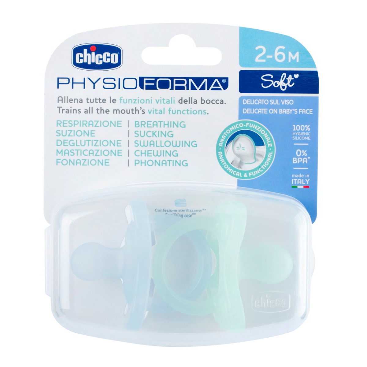 Chupeta Silicone Physio Soft 2 Unidades - 2-6 Meses Azul-claro-12