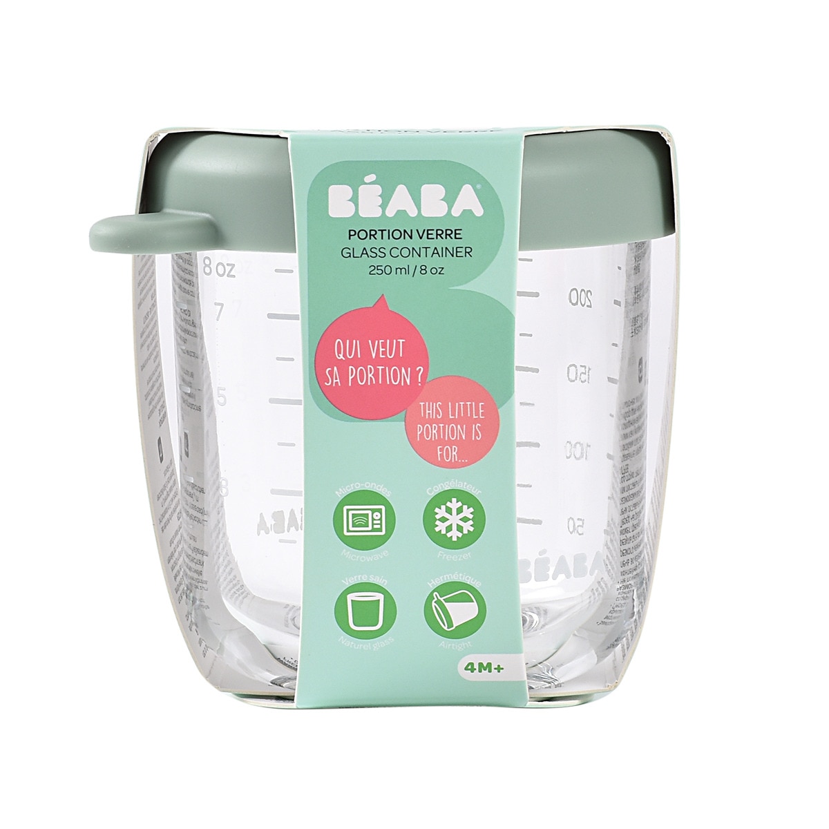 Bote de conservación de cristal Béaba 250ml Verde-5