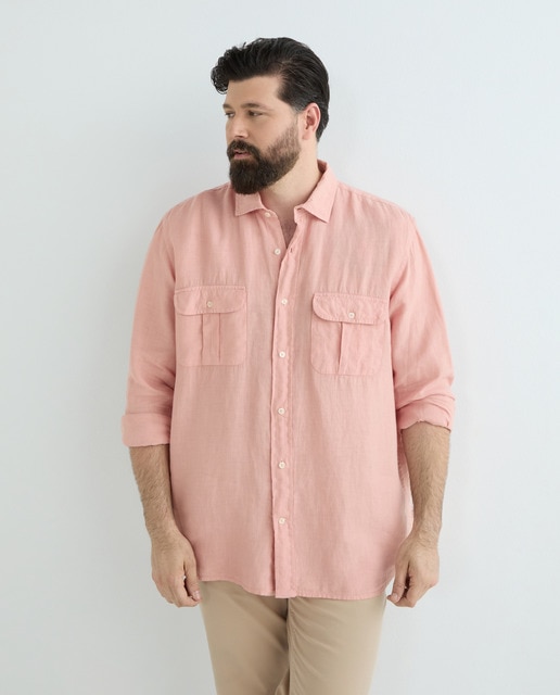 Imagen 0 de Camisa de hombre 100% lino tallas grandes sport