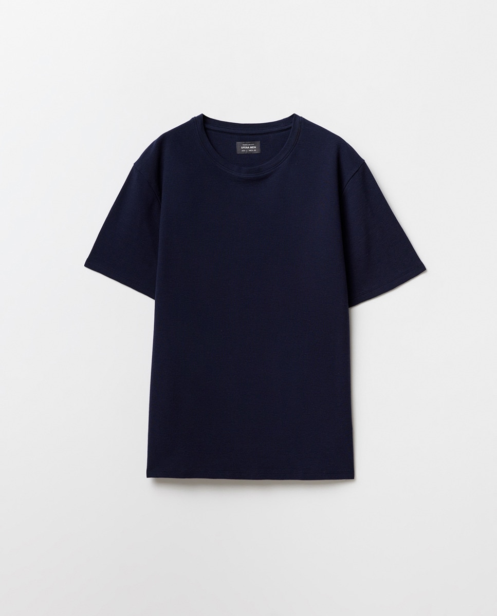 T-shirt de Malha Otomana Azul-marinho-5