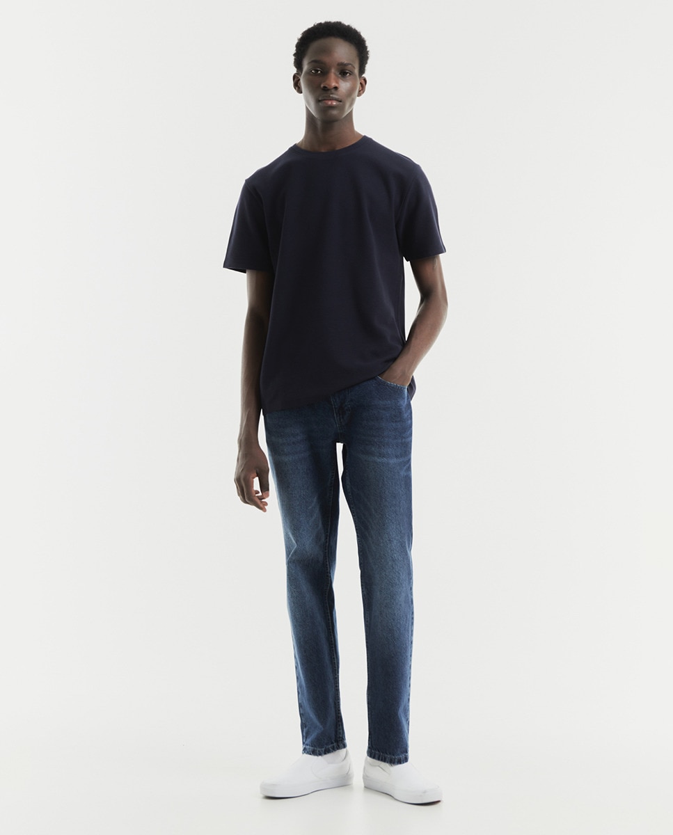 T-shirt de Malha Otomana Azul-marinho-6