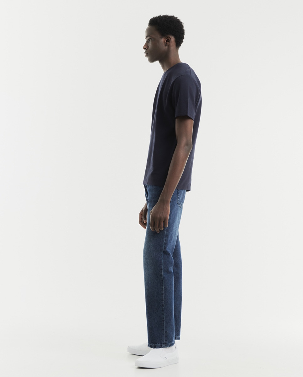 T-shirt de Malha Otomana Azul-marinho-4