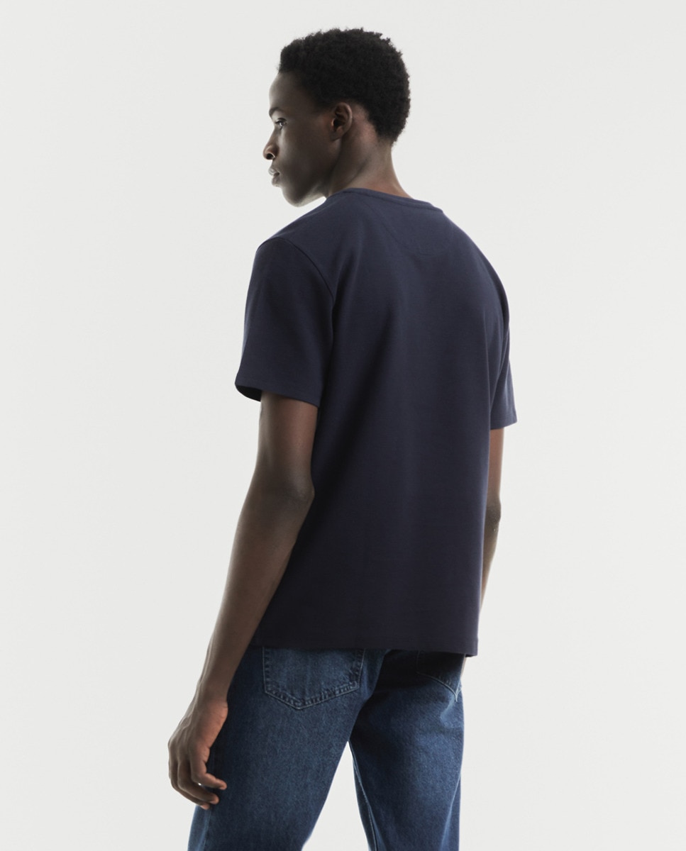 T-shirt de Malha Otomana Azul-marinho-2
