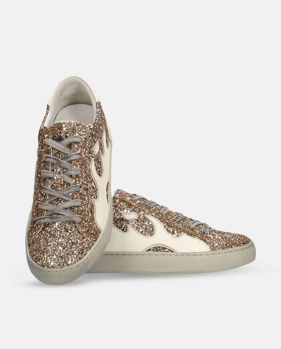 Sapatilhas Baixas Gamin com Glitter Ouro-2