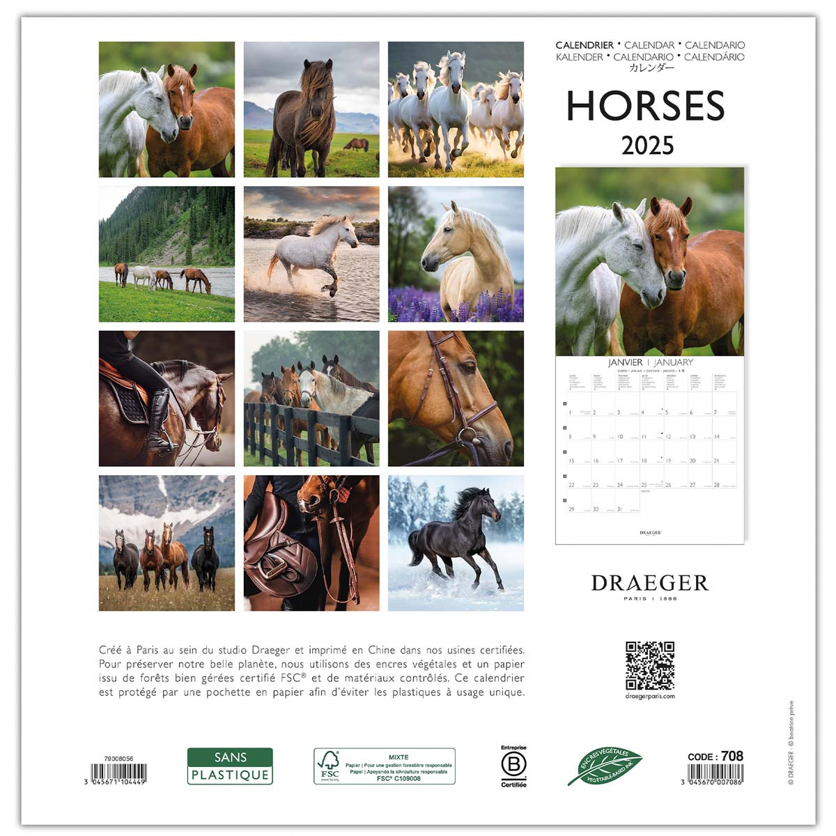 Calendário 2025 16 meses (setembro-dezembro)vista de mês por página com desenhos de cavalos Draeger Estampado-3