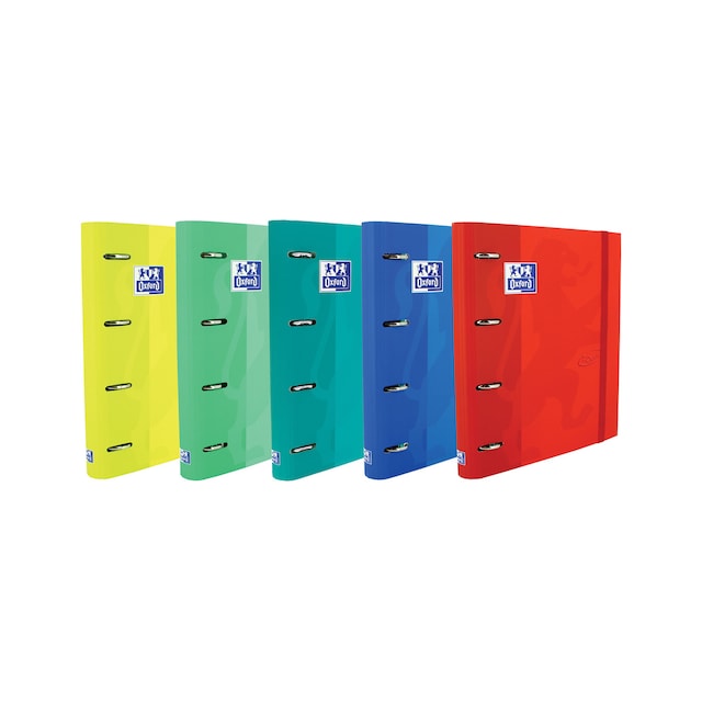 Imagem 0 de Europeanbinder A4+ capa extra dura com lombada de 45 mm e 4 argolas de 35 mm com recarga de quadrículada 5x5 Touch Oxford cores vivas variadas