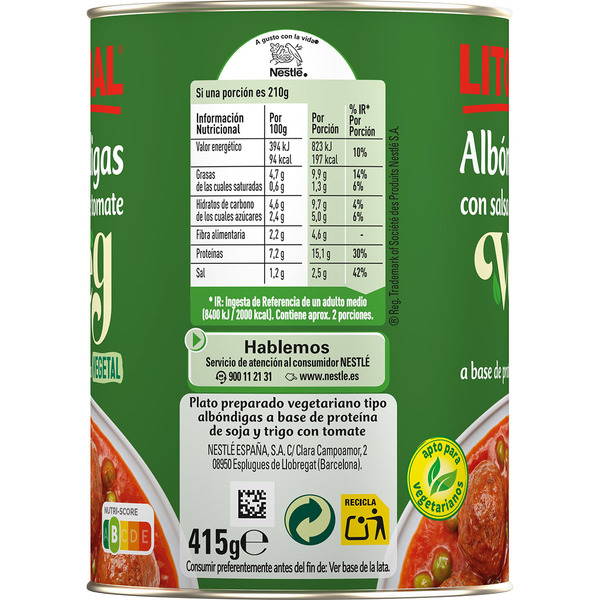 meatballs with tomato sauce made with vegetable protein flask 415 g