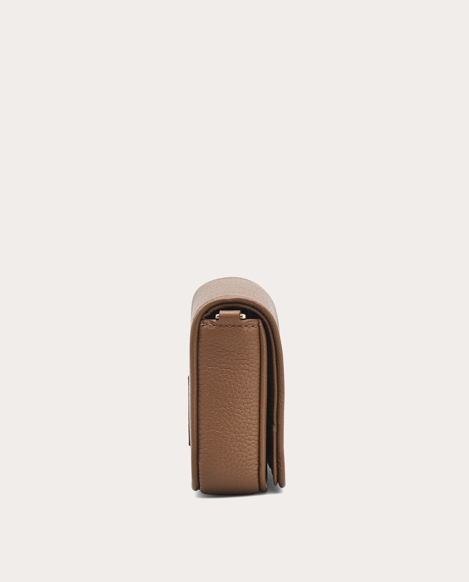 Mala a Tiracolo Mini Crossbody em Pele Castanho-4
