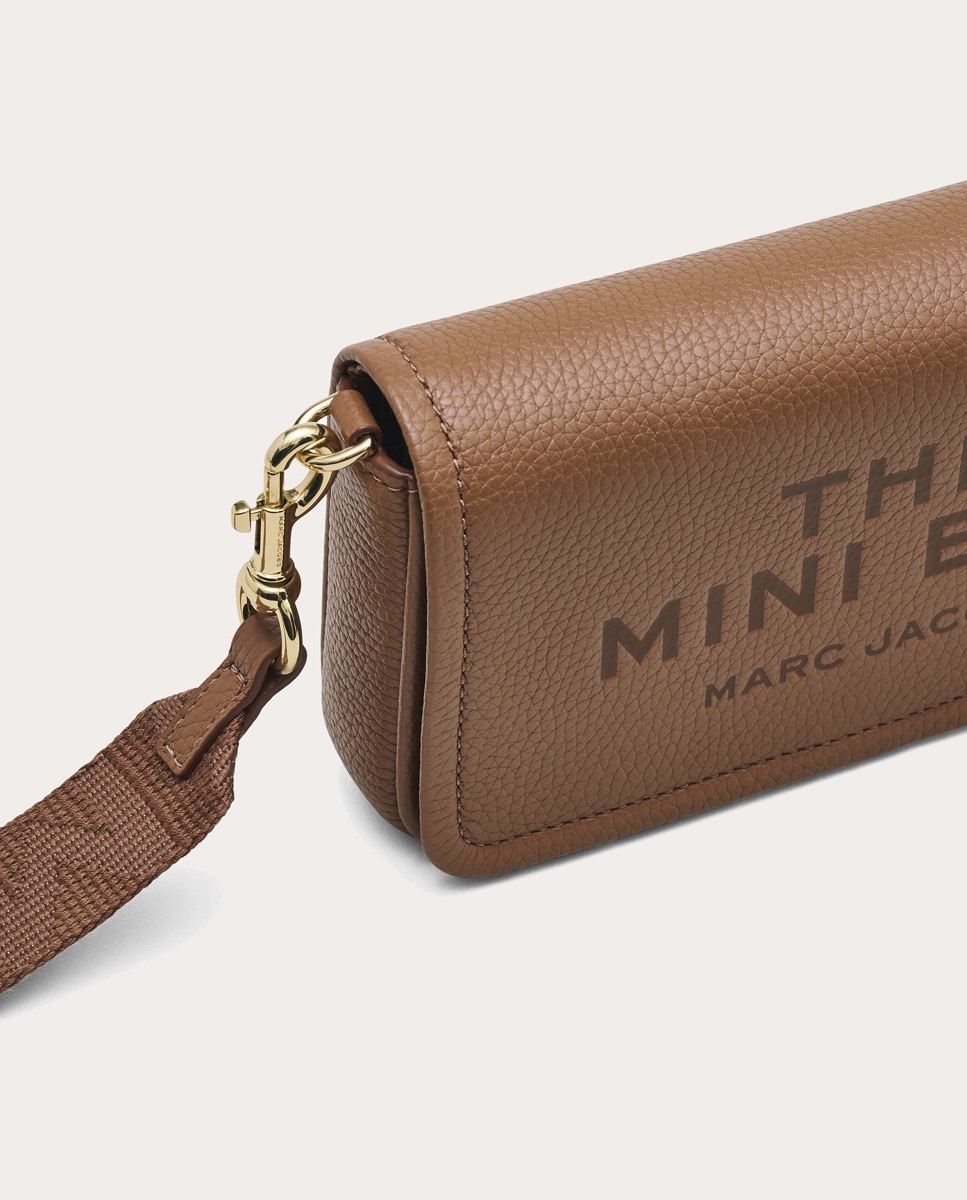 Mala a Tiracolo Mini Crossbody em Pele Castanho-5