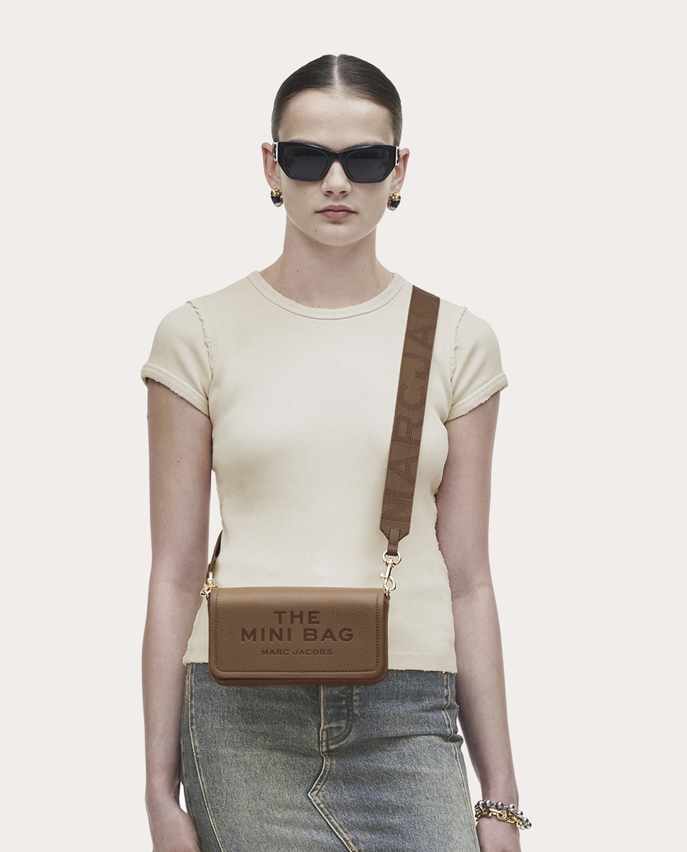 Mala a Tiracolo Mini Crossbody em Pele Castanho-2