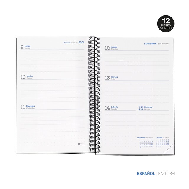 Imagen 0 de Agenda escolar 2024-2025 activa semana vista College negro Miquelrius Castellano e Inglés