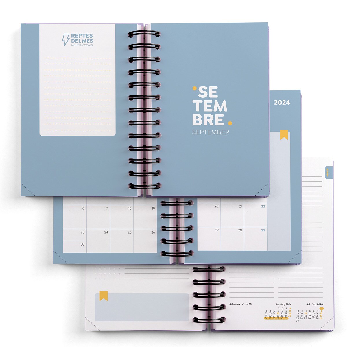 Agenda Semainier Miquelrius 2026 - Format Poche 105x74 Mm - Couverture Rigide - Spirale - Élastique