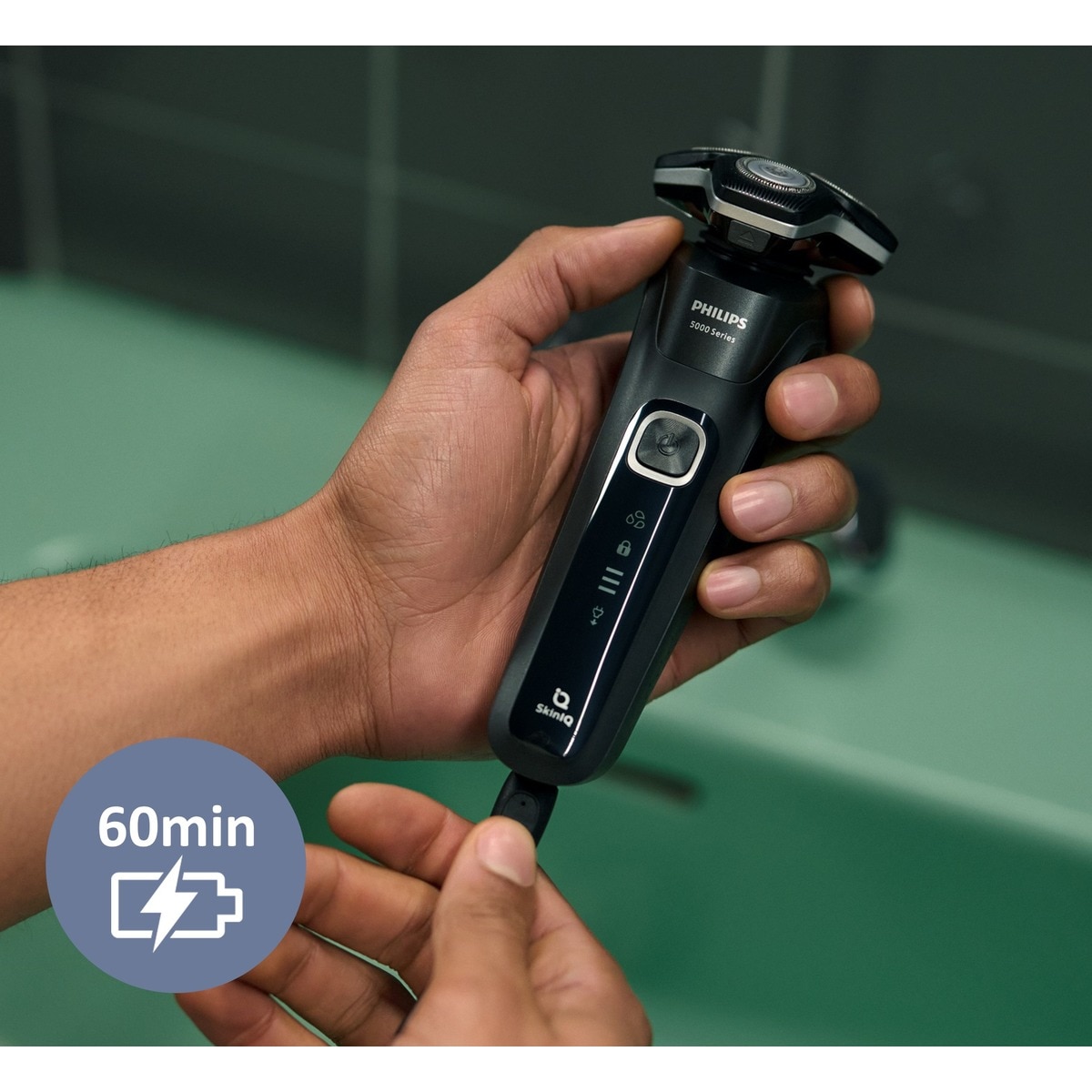 Afeitadora eléctrica Philips Serie 5000, máquina de afeitar hombre en seco y mojado, soporte de carga y funda Gris-9