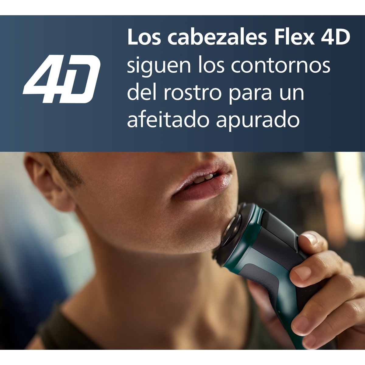 Afeitadora eléctrica Philips Serie X3000, 45 min autonomía, máquina de afeitar hombre en seco y mojado, cabezales flexibles 4D Verde refrescante oscuro-7