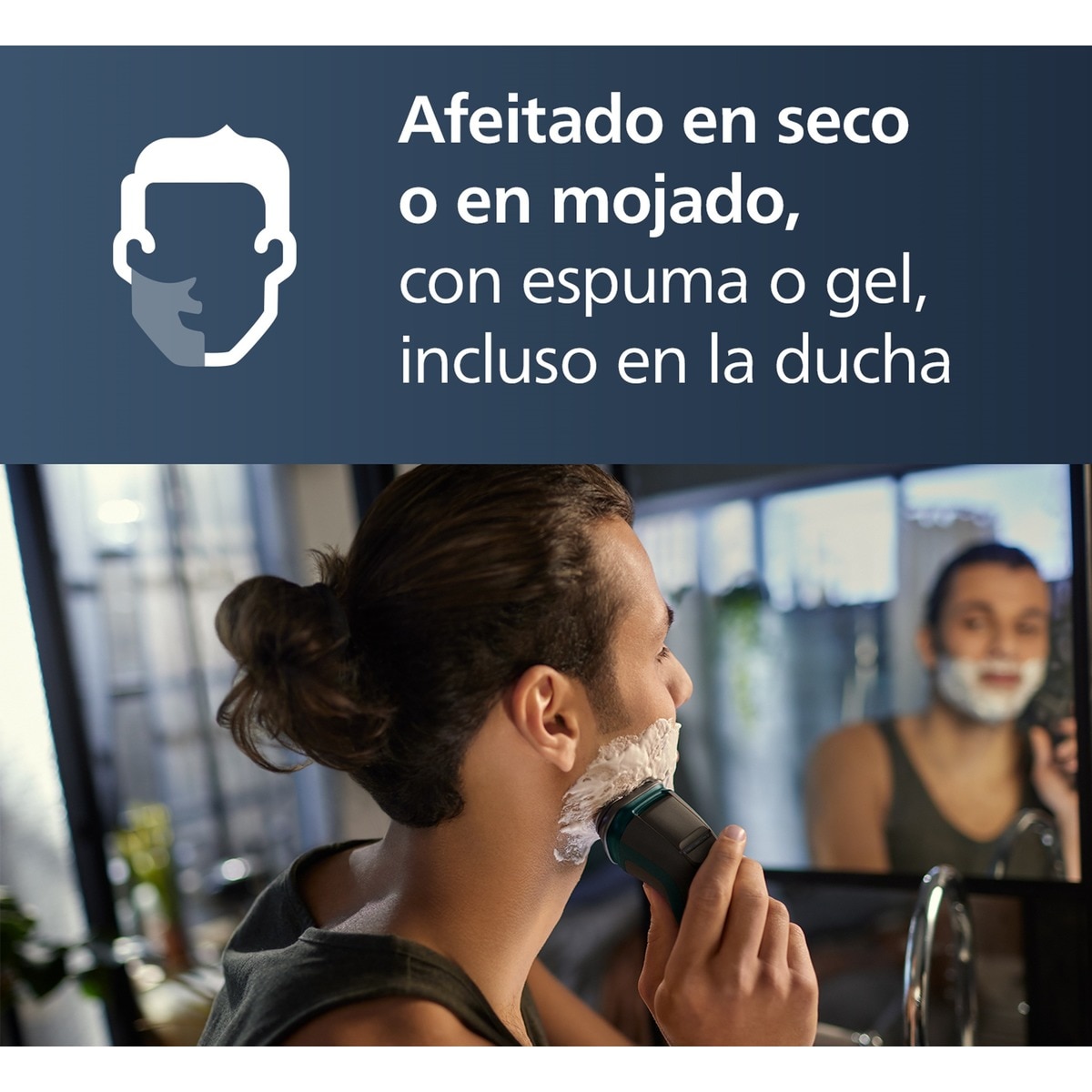 Afeitadora eléctrica Philips Serie X3000, 45 min autonomía, máquina de afeitar hombre en seco y mojado, cabezales flexibles 4D Verde refrescante oscuro-4