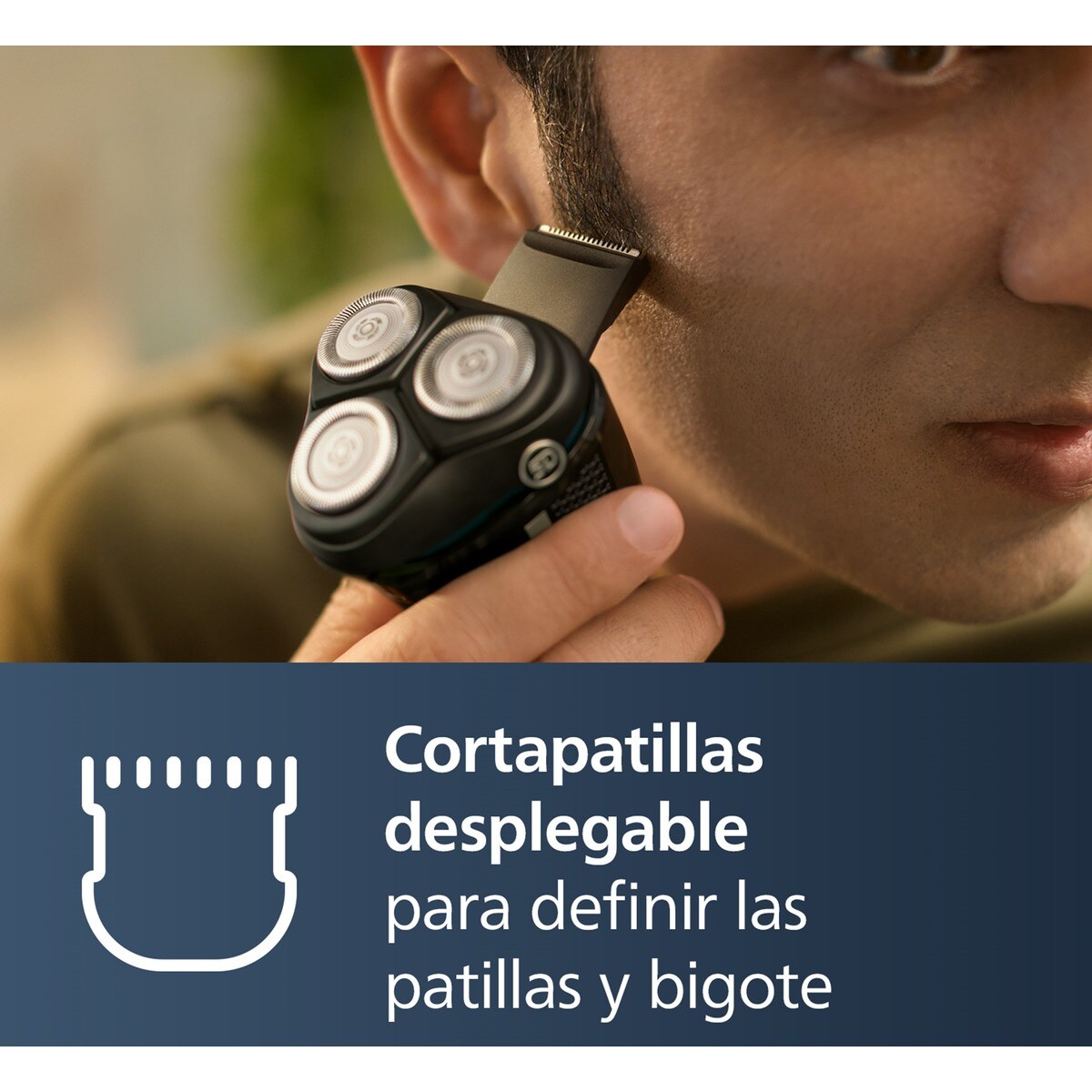 Afeitadora eléctrica Philips Serie 3000, 60 min autonomía, máquina de afeitar hombre en seco y mojado, con naricero Plata-9