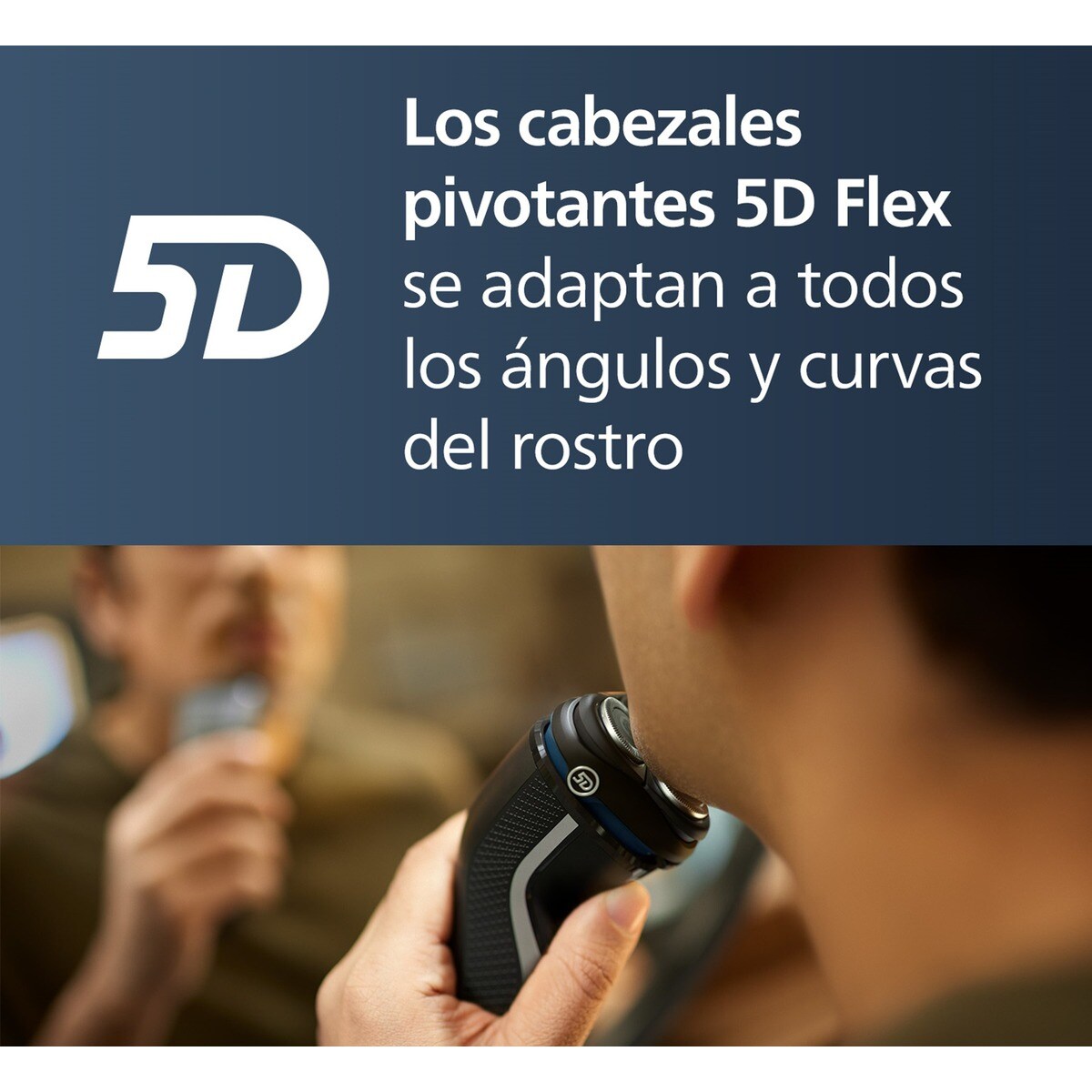 Afeitadora eléctrica Philips Serie 3000, 60 min autonomía, máquina de afeitar hombre en seco y mojado, con naricero Plata-7