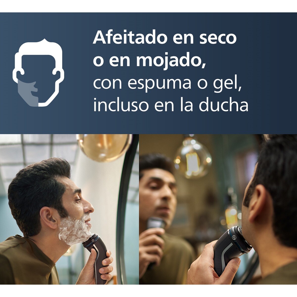 Afeitadora eléctrica Philips Serie 3000, 60 min autonomía, máquina de afeitar hombre en seco y mojado, con naricero Plata-4