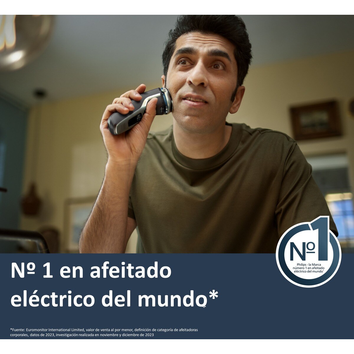 Afeitadora eléctrica Philips Serie 3000, 60 min autonomía, máquina de afeitar hombre en seco y mojado, con naricero Plata-2