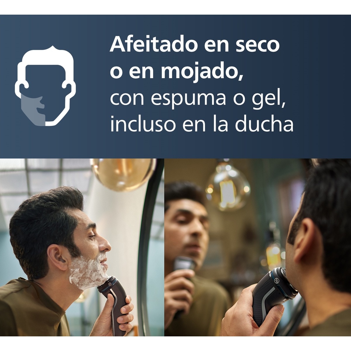 Afeitadora eléctrica Philips Serie 3000, 60 min autonomía, máquina de afeitar hombre en seco y mojado, tapa protectora y funda 4
