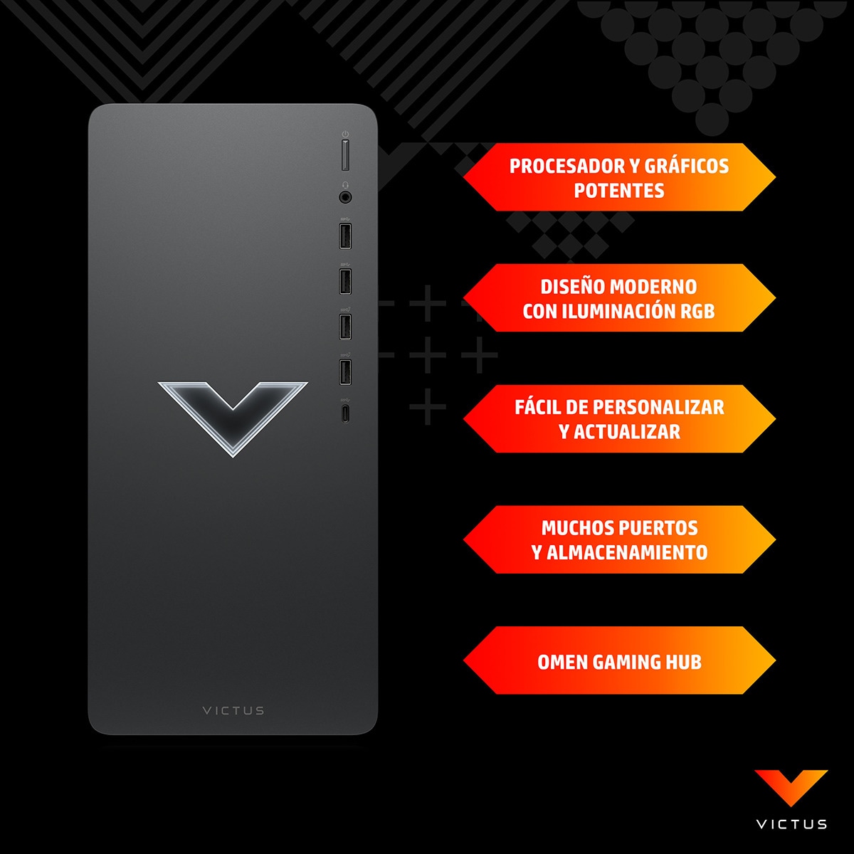 Sobremesa Gaming HP Victus TG02-2020ns, i5-14400F, 16GB, 1TB SSD, Nvidia GeForce RTX 3050 6GB, W11 Gris-6