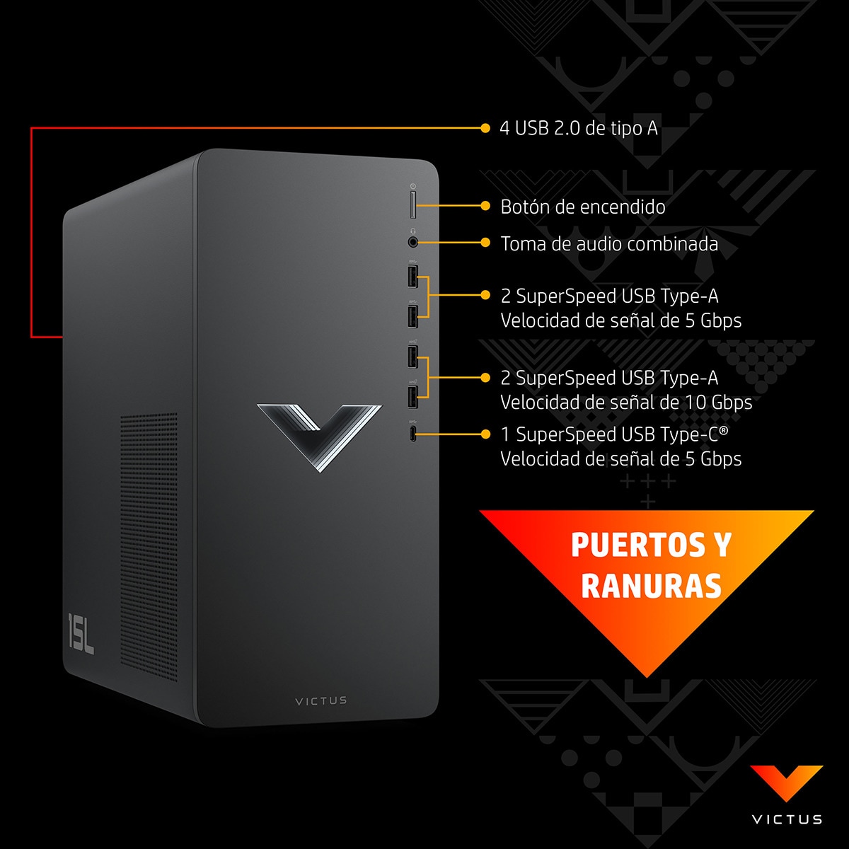 Sobremesa Gaming HP Victus TG02-2020ns, i5-14400F, 16GB, 1TB SSD, Nvidia GeForce RTX 3050 6GB, W11 Gris-4