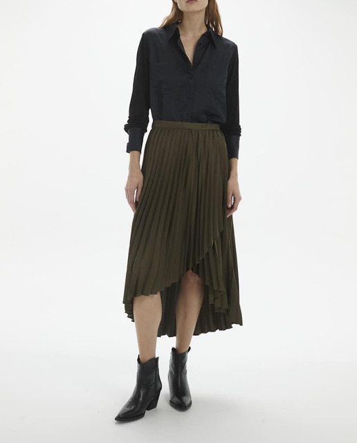 Imagen 0 de Falda plisada desigual satinada