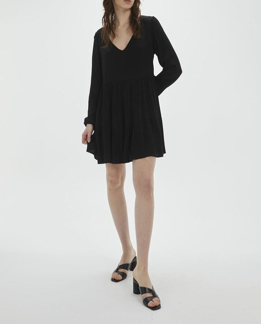 Imagen 0 de Vestido medio en plana de viscosa