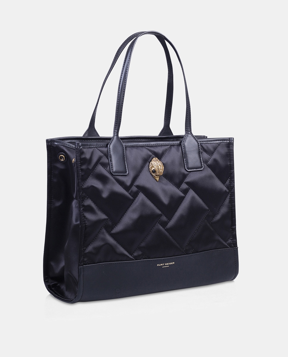 Mala Shopper Acolchoada com Fecho de Correr e em Nylon - Preto Preto-6