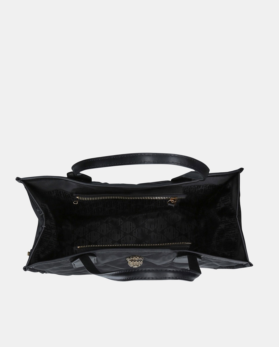 Mala Shopper Acolchoada com Fecho de Correr e em Nylon - Preto Preto-7