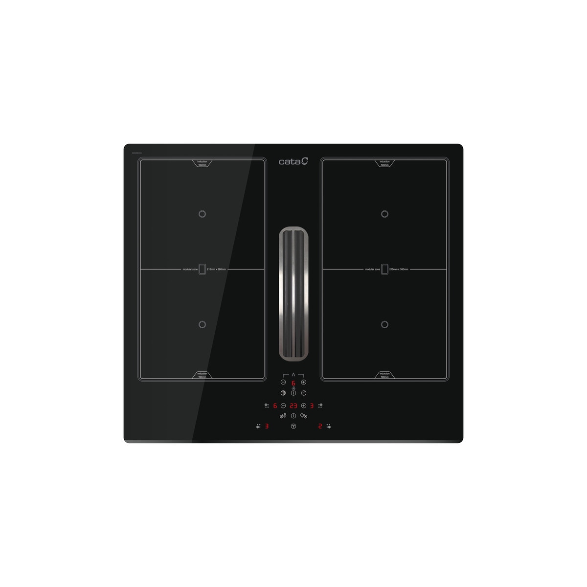 Placa de Indução com Exaustor Integrado Cata AS 600 de 4 Zonas e de 59 cm - Preto Preto-1