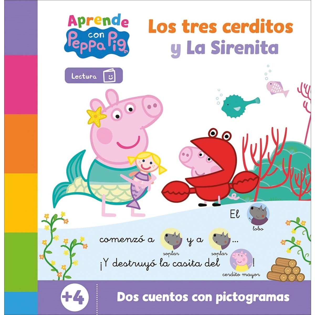 Imagem 0 de Peppa Pig. Lectoescritura - Aprende con Peppa. Los tres cerditos y La Sirenita: Dos cuentos con pictogramas para aprender a leer (Capa dura)