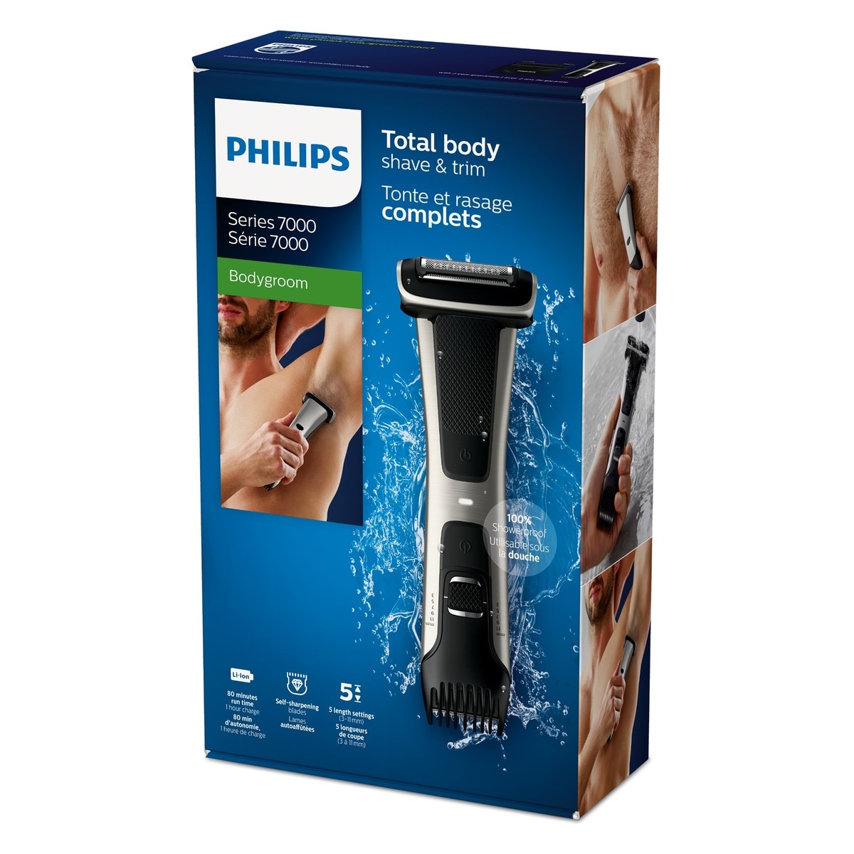 Afeitadora corporal Philips Bodygroom BG7025/15 recorta y afeita el cuerpo Cromado / Negro-8