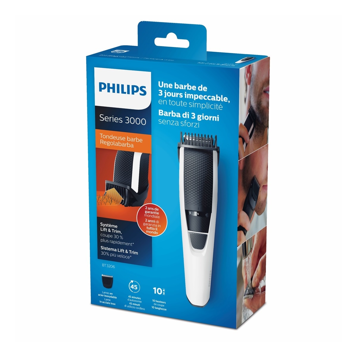 Barbero Philips S3000 con 10 posiciones de ajuste Blanco / Negro-10