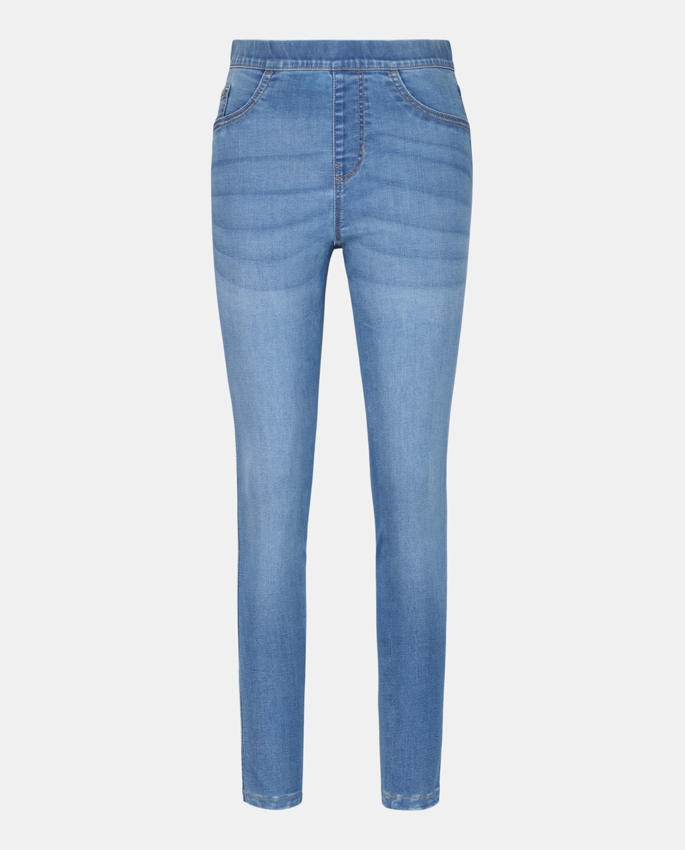 Jeans Lisas com Cintura Elástica Azul pálido-4