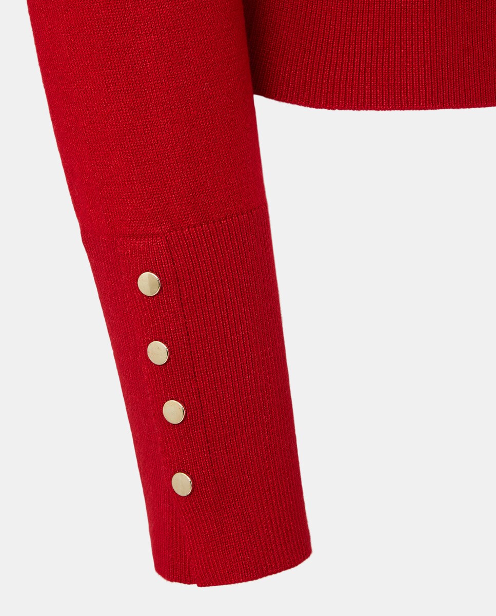 Casaco de Malha Básico com Decote Redondo 600 Vermelho-5