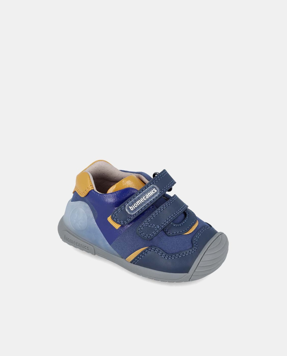 Botins Urban de Bebé com Biqueira Reforçada e em Pele Azul-1