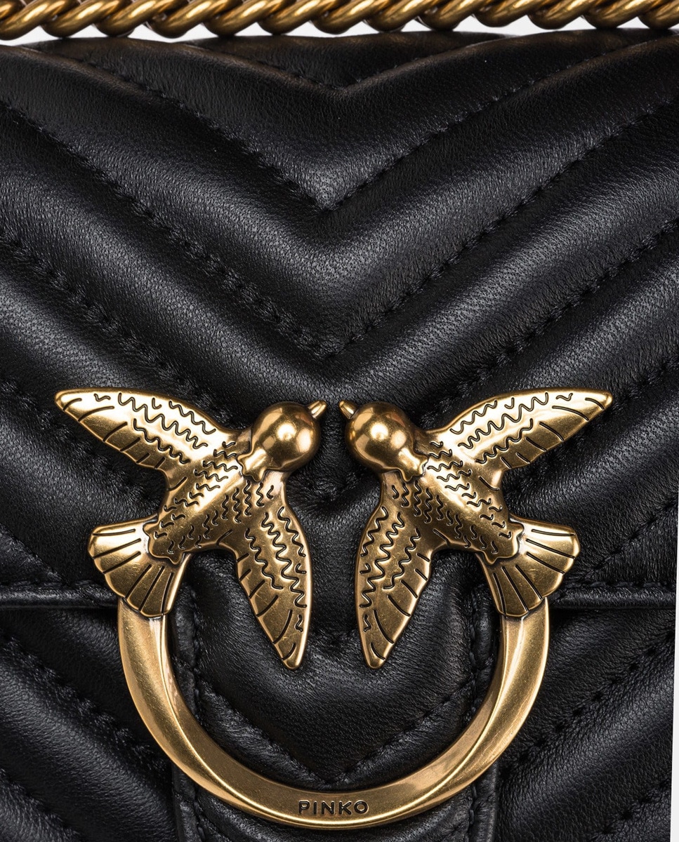 Mala a Tiracolo Love Icon Mini Chevron Preto-4