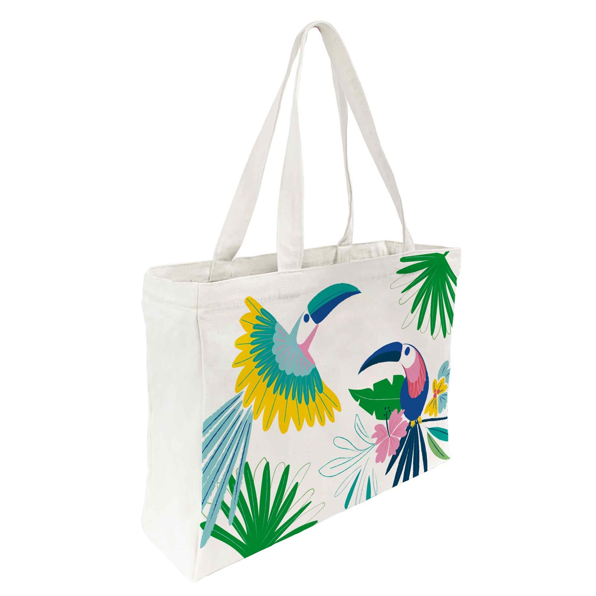 Imagen 0 de Bolsa algodón imagen tucanes Draeger blanco y verdes