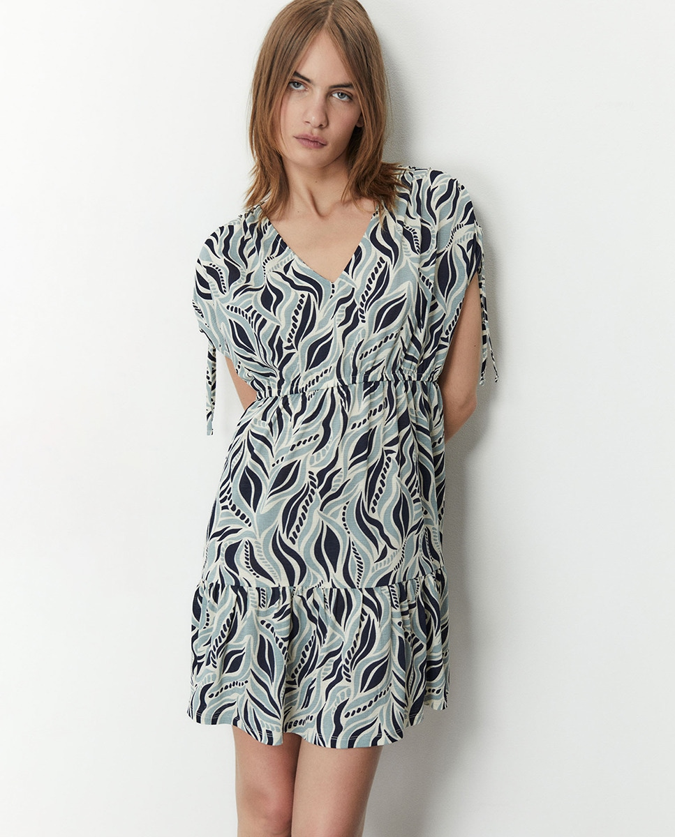 Vestido Mini com Painéis Verde-3
