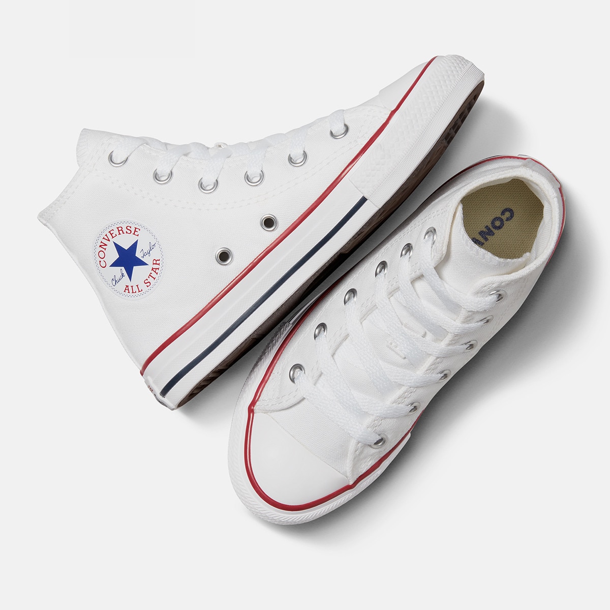 Sapatilhas altas casual de criança Chuck Taylor All Star em lona Converse Branco-3