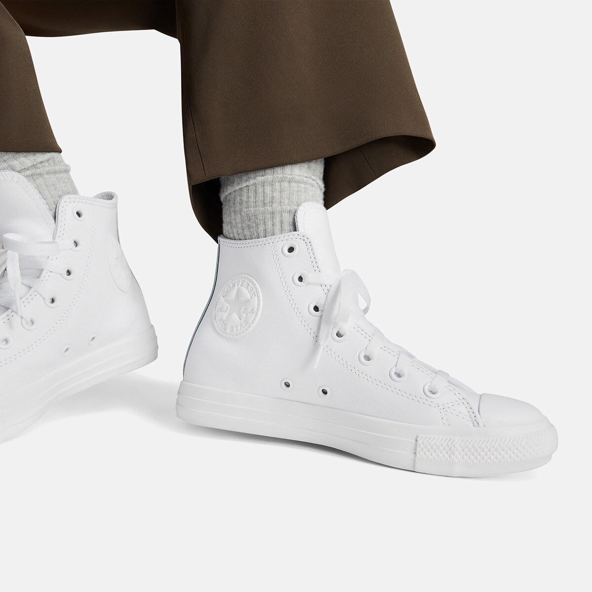 Sapatilhas Casual Unissexo Chuck Taylor All Star Pele Converse Branco-2
