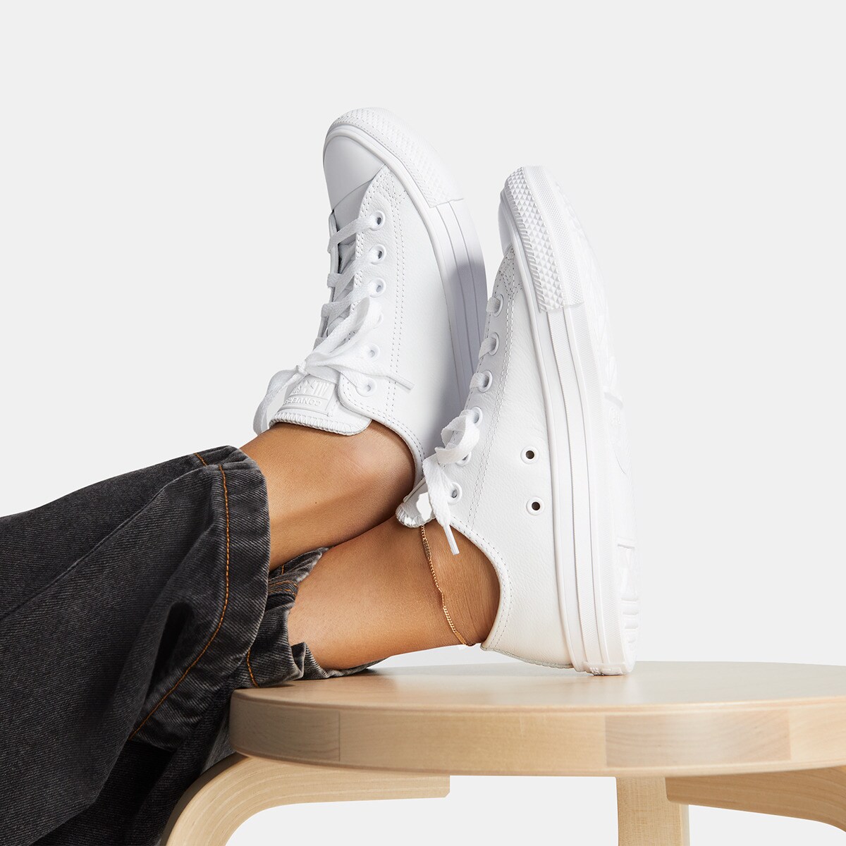 Sapatilhas Casual Unissexo Chuck Taylor All Star Pele Converse Branco-2