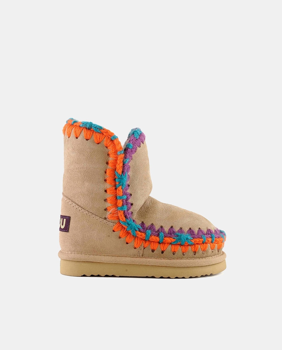 Botas com Tira de Crochet, Logótipo na Parte Traseira e em Camurça - Multicolor Bege-1