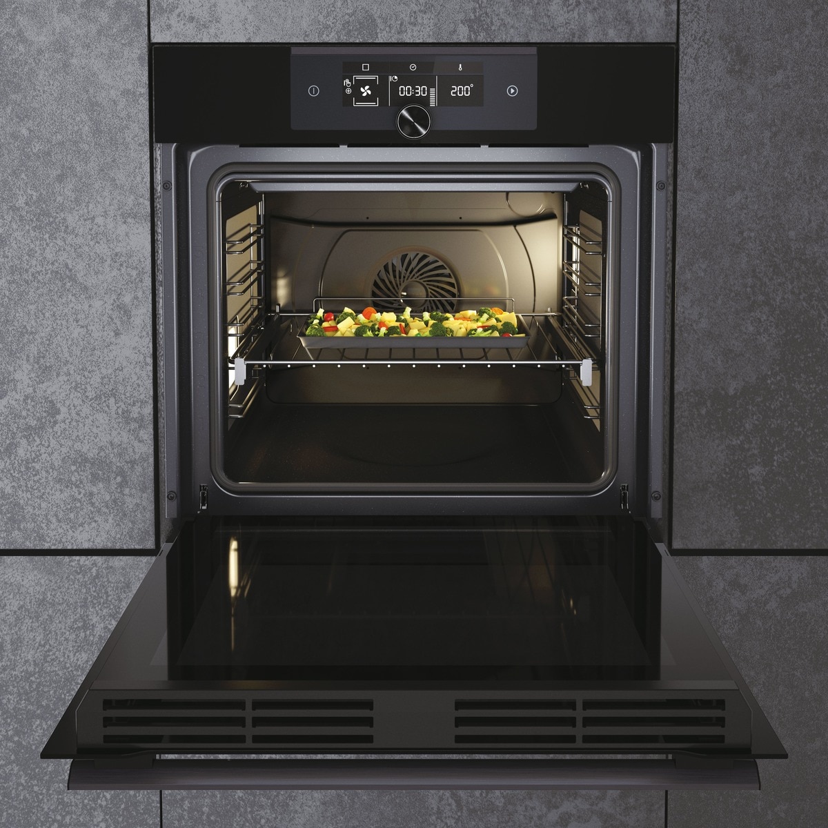 Horno multifunción Haier WIFI, hidrolisis y paneles catalíticos, I-Turn Series 6 - HWO60SM6F5BH Negro-3